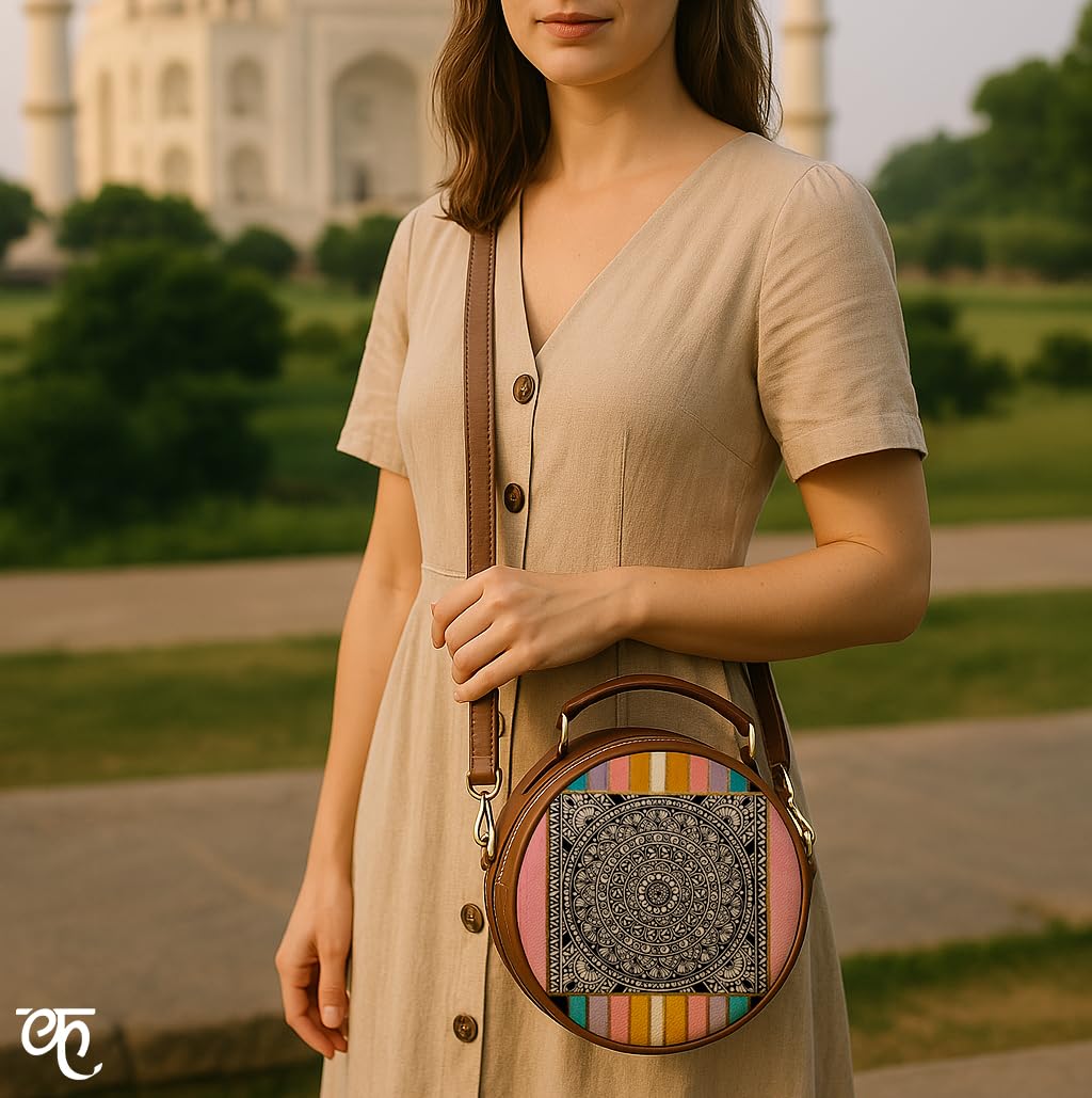 Kalankit Box Sling Bag for Women Girls | Side Sling Purse with Handle and Detachable Strap | Quirky Travel Crossbody Sling | Birthday Gifts Ideas for Teenager Girl