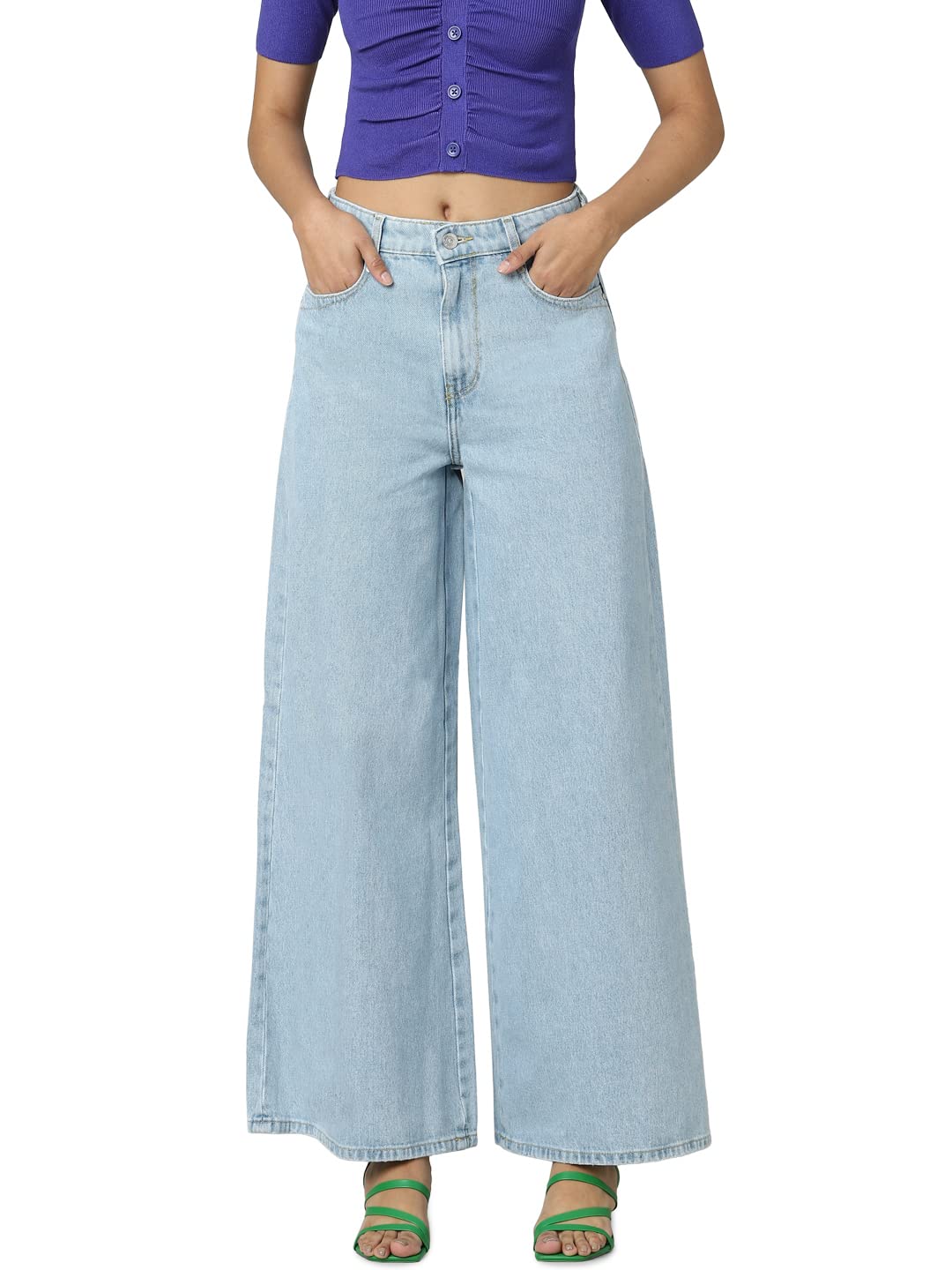 ONLY Wide Leg Jeans(141022701_Light Blue Denim_29/32)