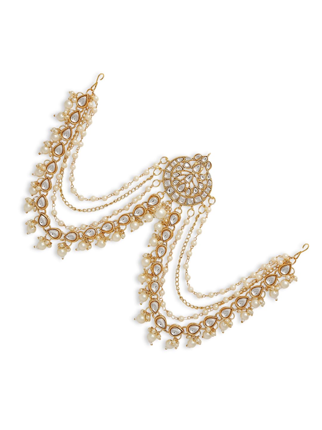 OOMPH Jewellery Gold Tone Ethnic Sheeshphool-Kundan Jadau Floral Design for Women & Girls Stylish Latest (DST4_O2)