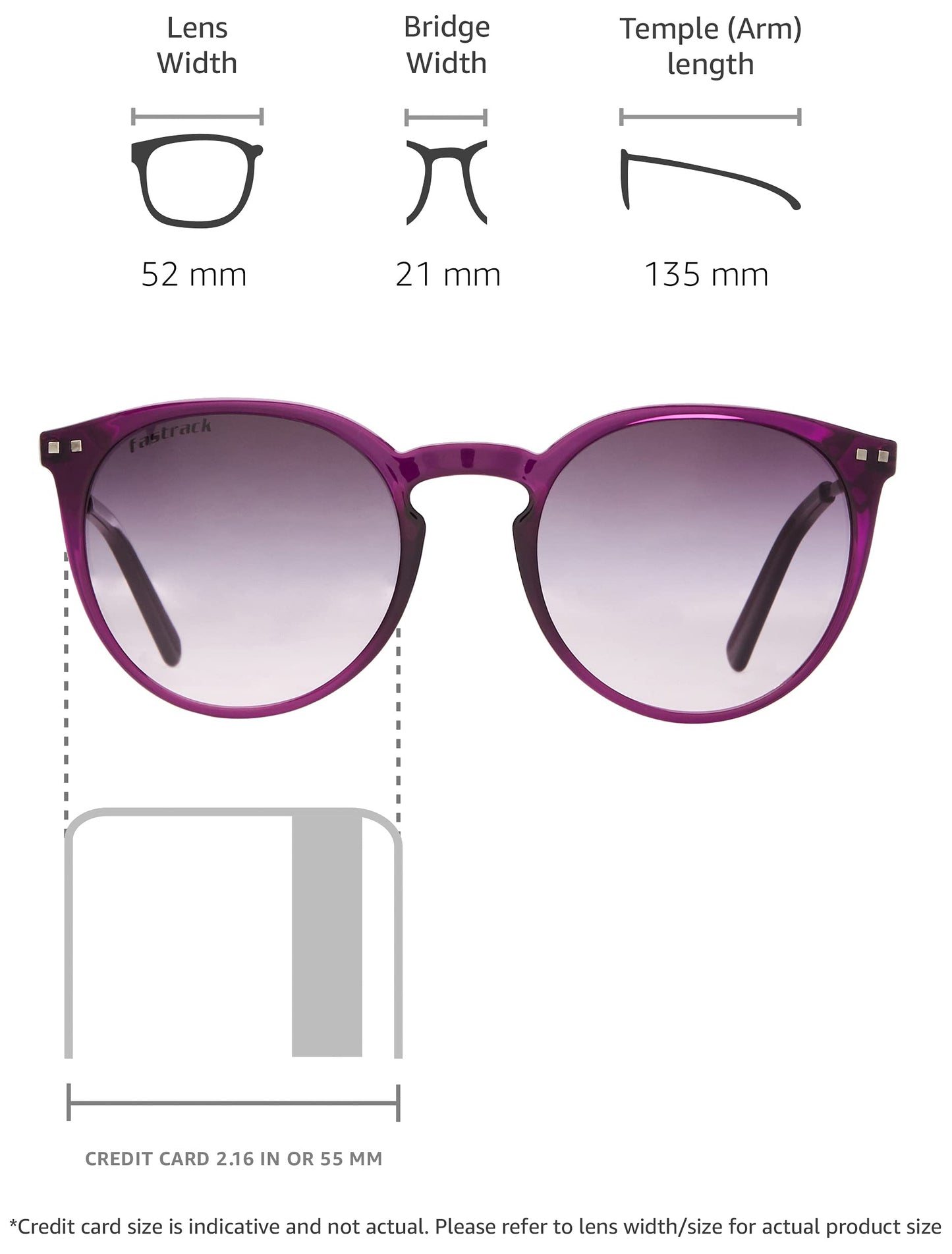 Fastrack Purple Round 100% UV protected Sunglasses for Women