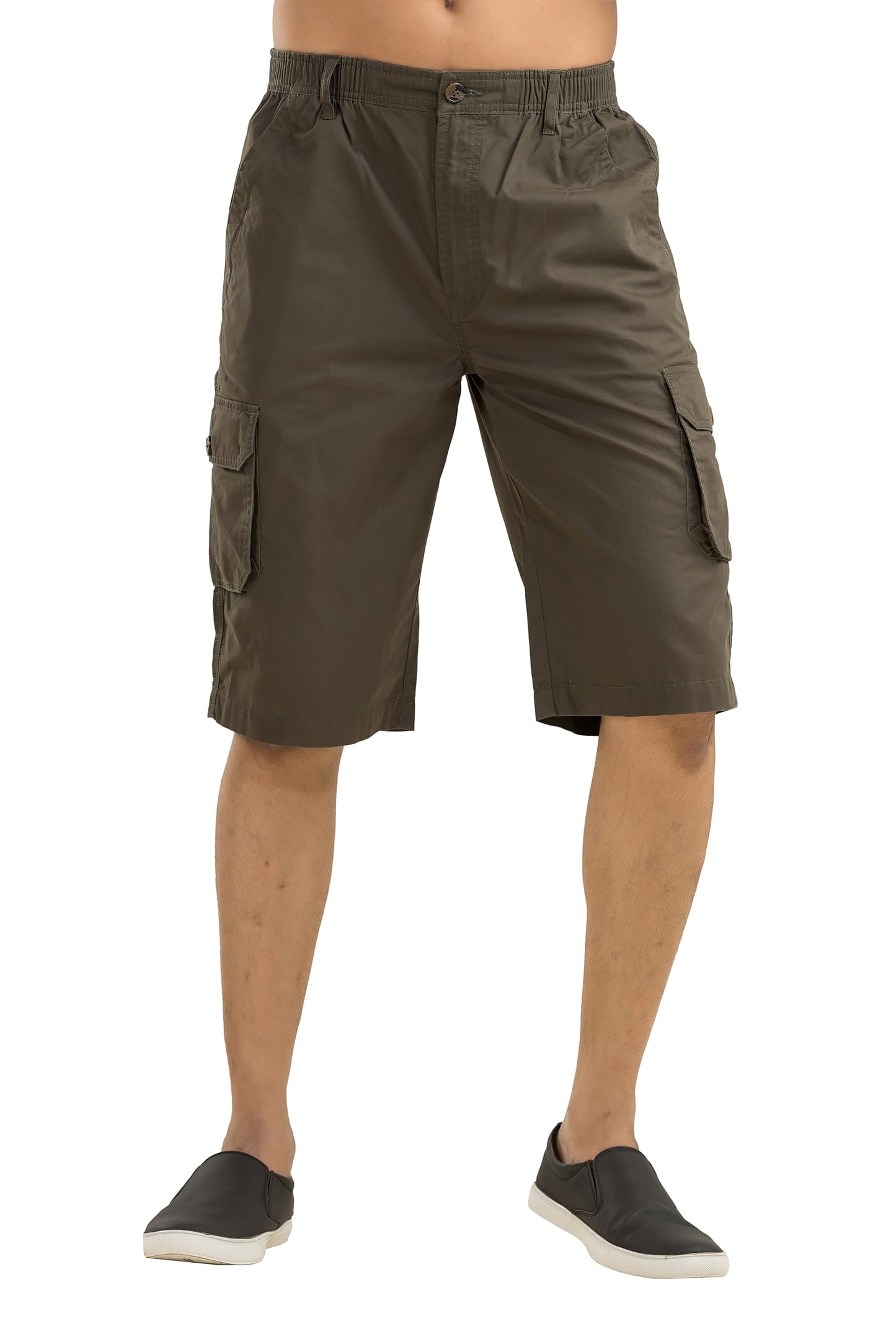 BELANO Men's Olive Cotton Regular Fit Cargo Long Shorts (in, Numeric, 28, Regular, Olive)