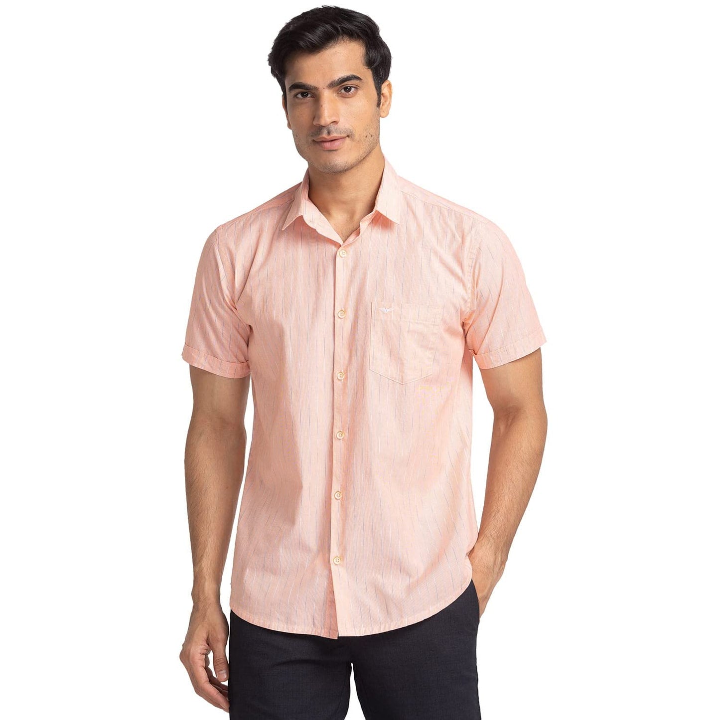 Park Avenue Slim Fit Medium Orange Casual Shirt for Men