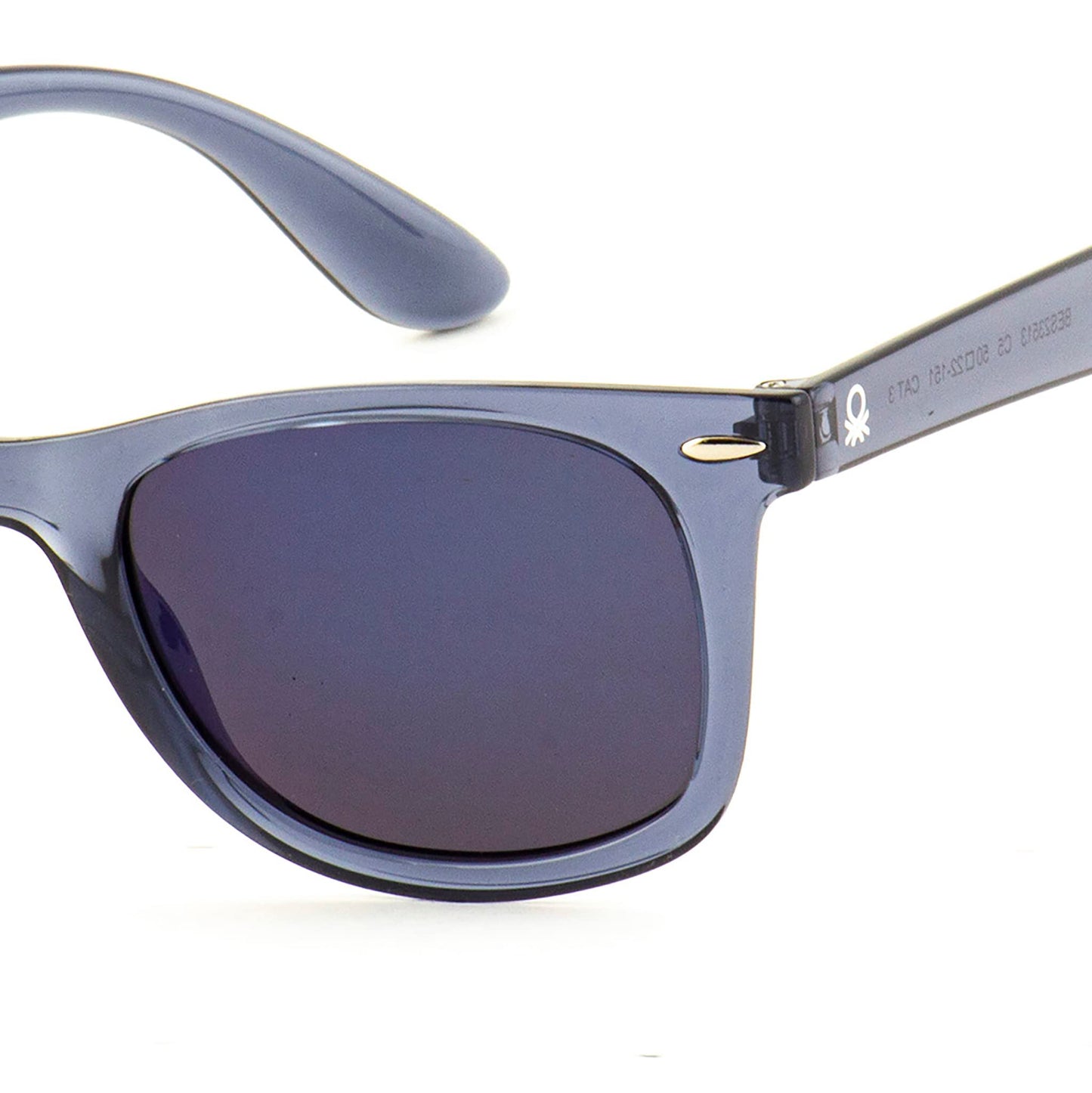 UNITED COLORS OF BENETTON solid purple lens wayfarer sunglasss full rim blue frame