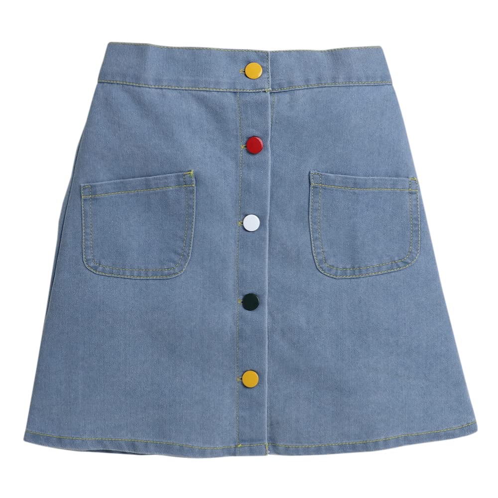 Hopscotch Cotton Girls Floral Embroideshirtskirt Set In White Color For Ages 7-8 Years