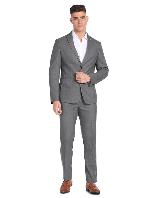 Arrow Men's Polyester Single Breasted Business Suit Pants Set (AREU5087A_Grey
