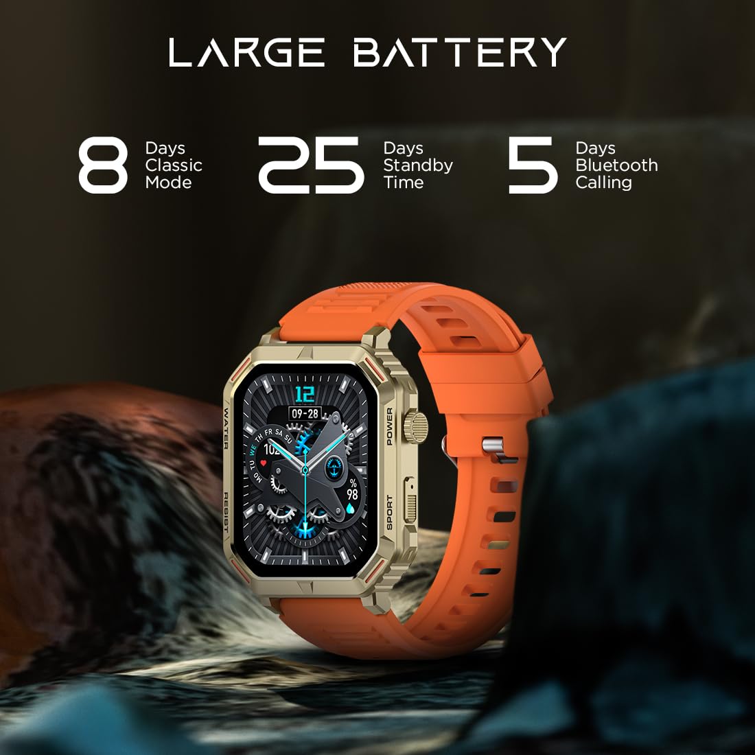 Fire-Boltt Strike Smart Watch 1.95 AMOLED Display, 800 NITS Brightness, 123 Sports Modes, Bluetooth Calling, Always On Mechanism