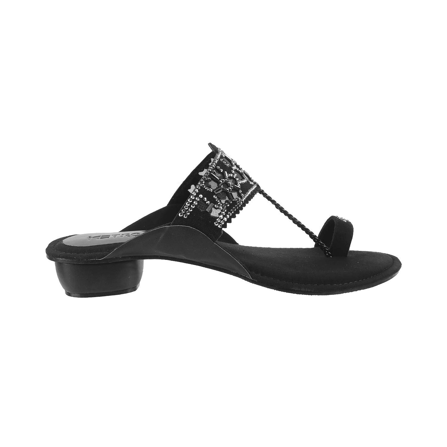 Metro Womens Synthetic Black Kolhapuris (Size (4 UK (37 EU))