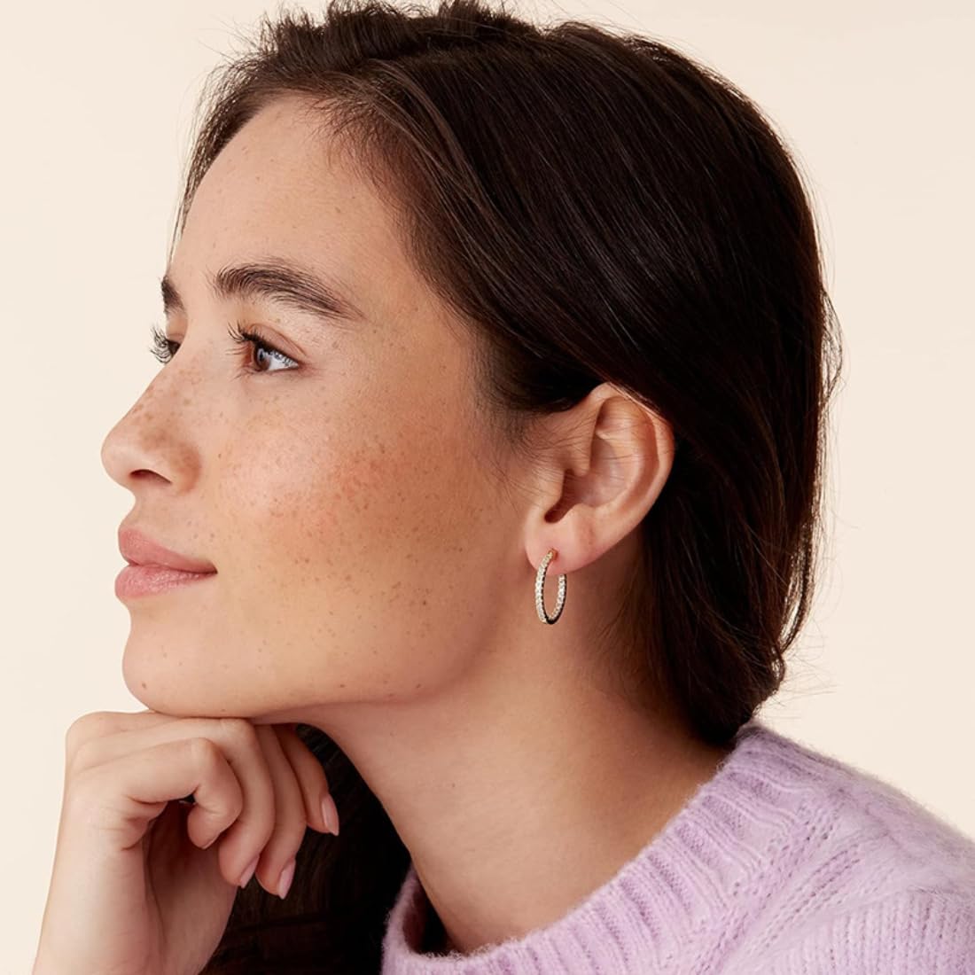 Aaishwarya 14K Gold Plated Zircon Hoop Earrings | Waterproof Anti-Tarnish Jewelry for Women and Girls | Lightweight Daily Wear Hoops | Minimal Statement Earrings | Gift for Her