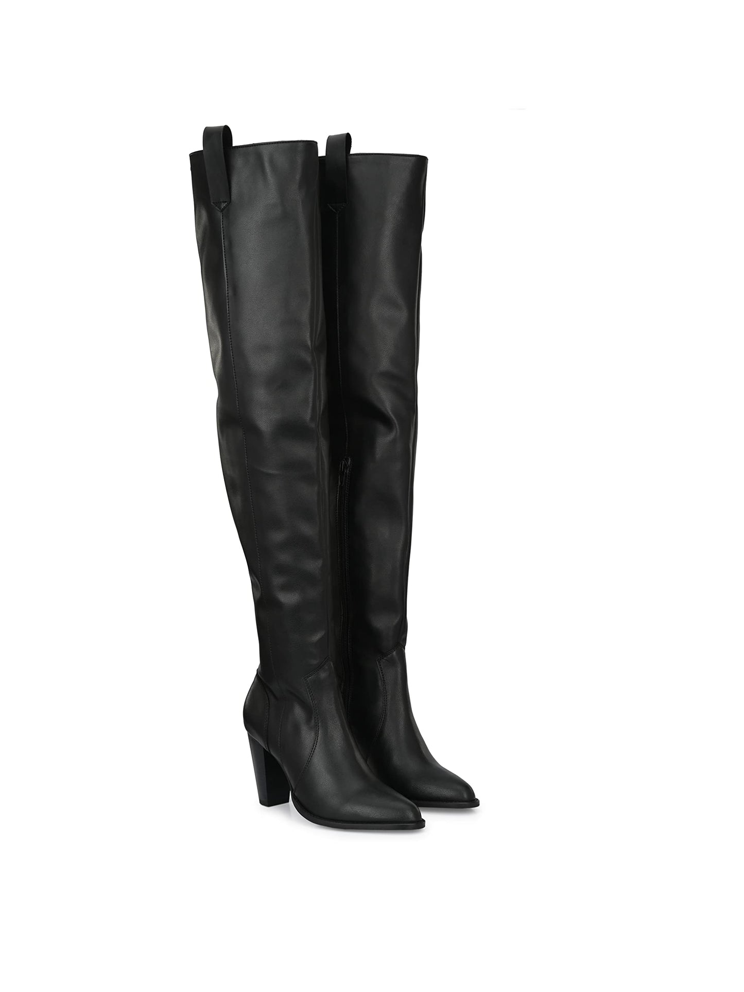 Delize Black Women mid Heel Over Knee Boots