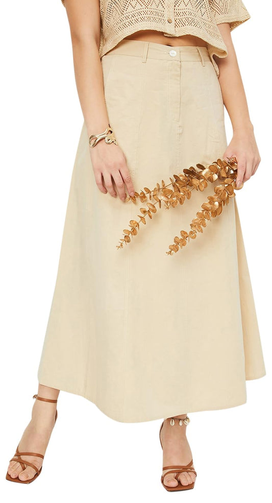 Max Cotton Western Skirt Beige