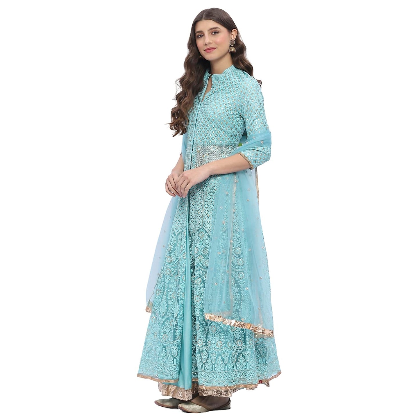 Biba Women's Cotton Kurta Sets (SKD6463AW24BLU_Blue