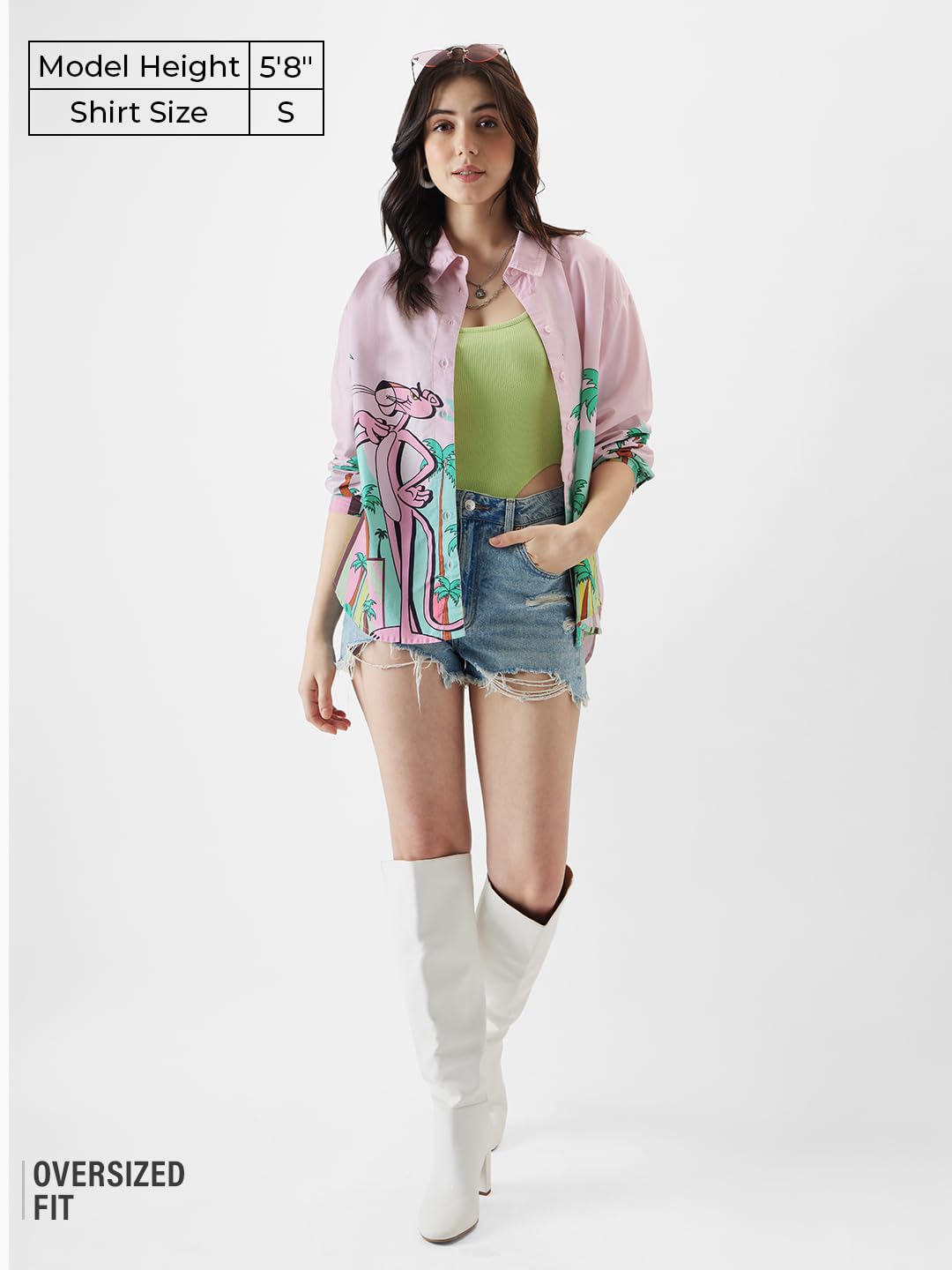 The Souled Store Women's Oversized Fit Button Down Shirt (249305_Pink