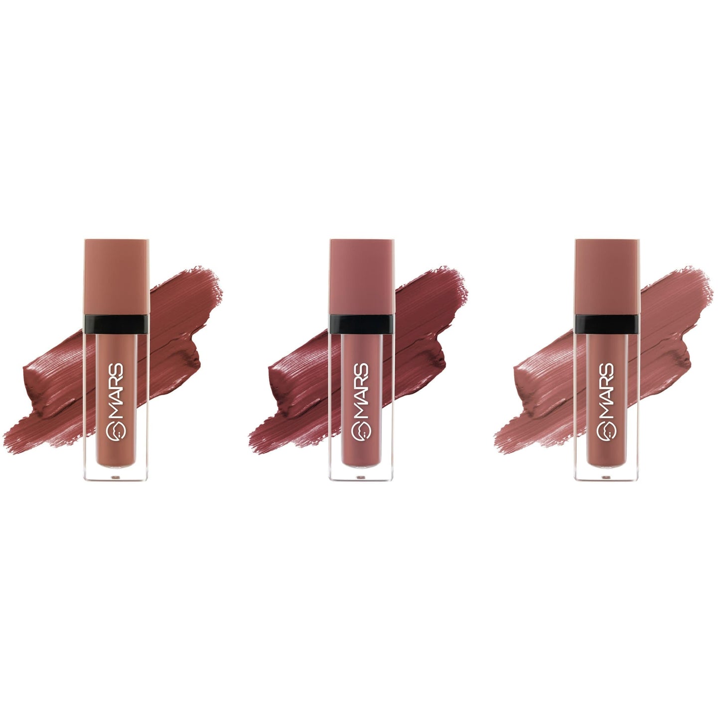 MARS Queen of Mattes Liquid Lipsticks Box Set of 3 (13.5 ml) (BLUSHED NUDES) | Smudgeproof & Transferproof | Intense Pigmentation Long-Lasting Wear | Customizable Colors | Matte Finish