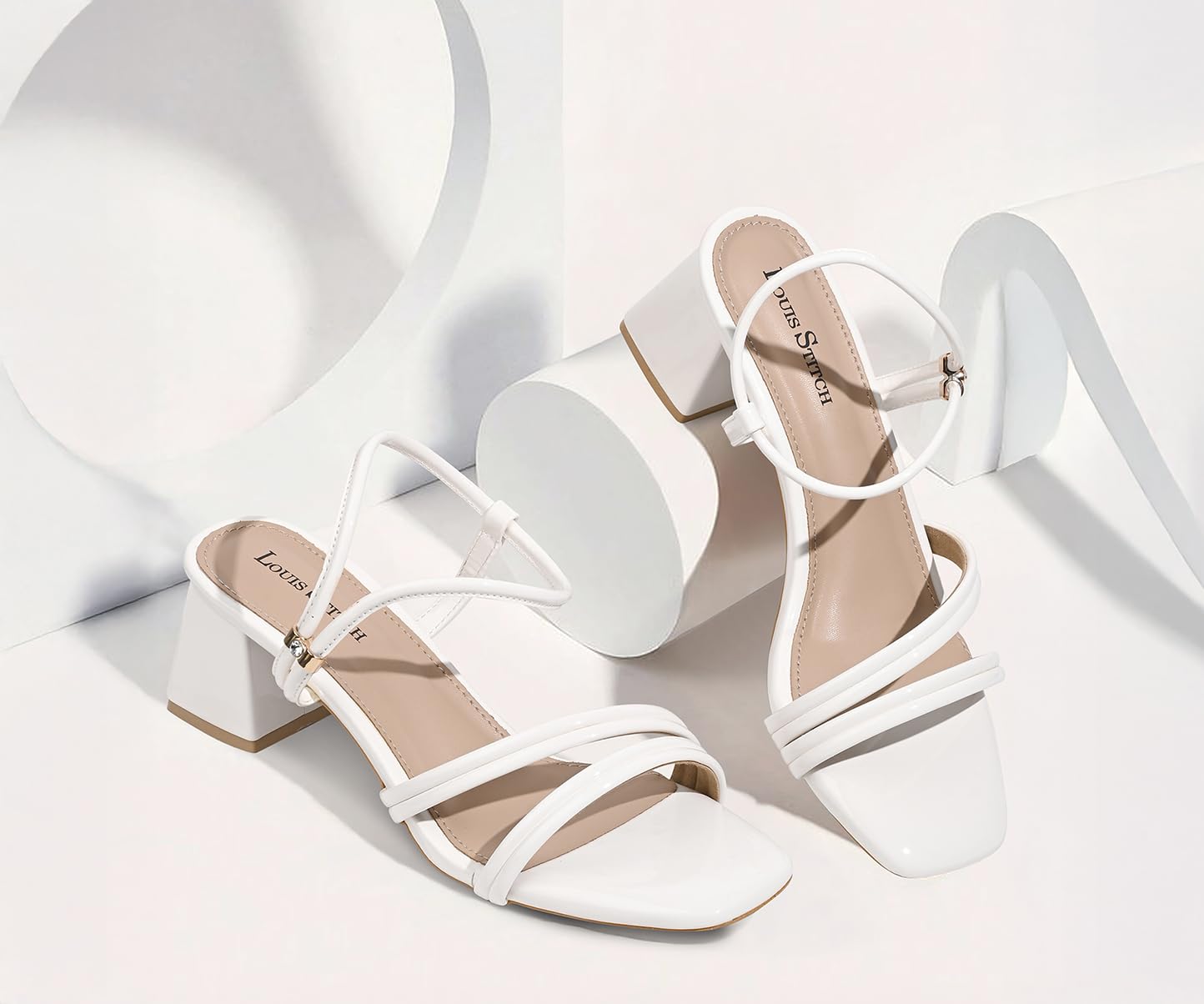 LOUIS STITCH Women’s White Block Heel Sandals | Comfortable Sandal for Ladies | LSOF-LDBH-SCWH |