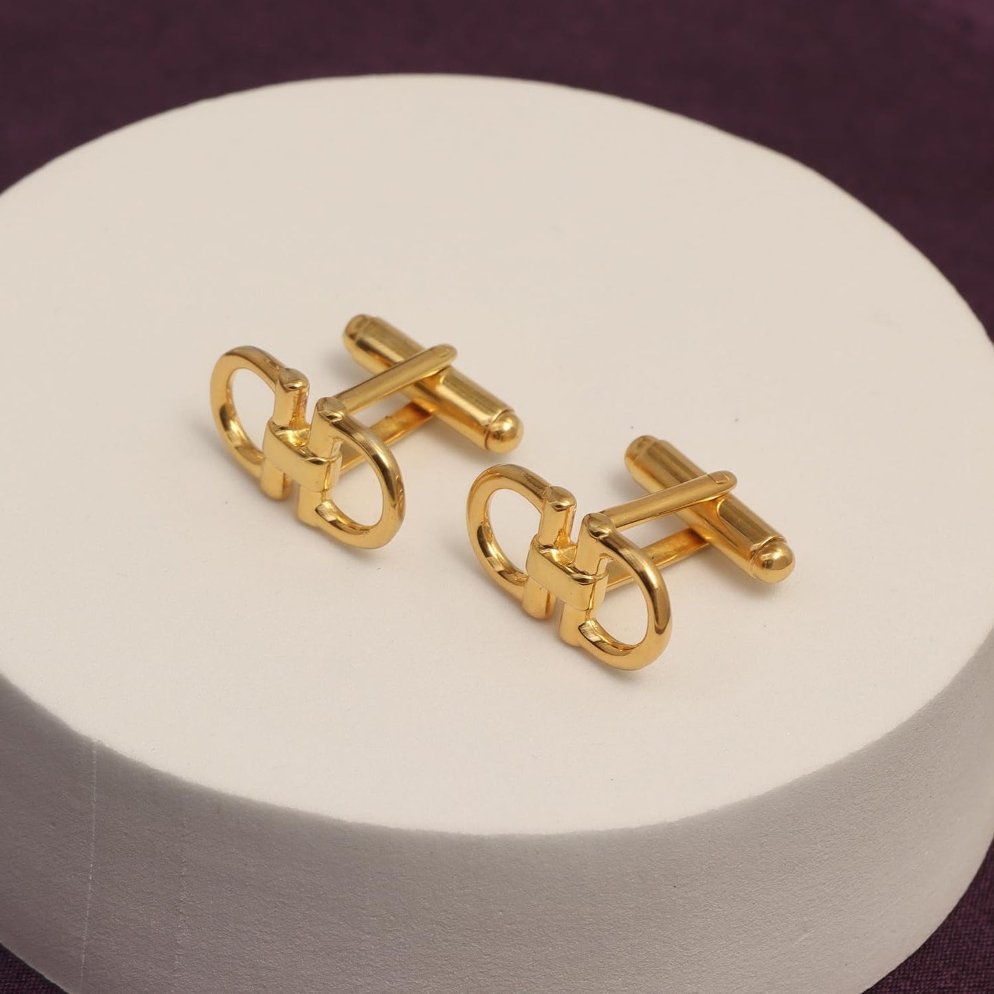 TRUESILVER ACPL 925 Sterling Silver Cufflinks for Men | BIS Hallmarked 14K Gold-Plated Horse Bit Cufflink | Jewelry Set for Weddings, Anniversaries