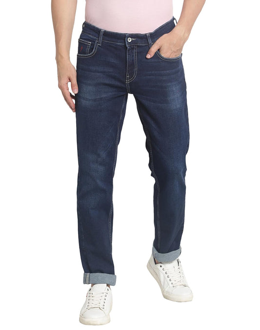 Indian Terrain Mens Blue Solid Jeans
