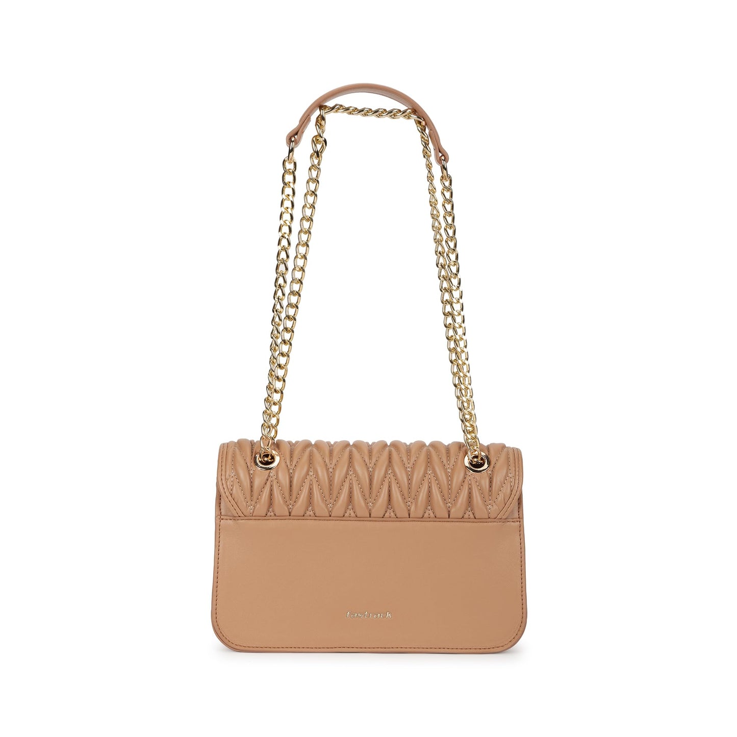 Fastrack QuiltGrid Shoulder Bag | Faux-Leather Women’s Handbag | Diamond Quilted Design | Adjustable Chain Strap | Zipper & Magnetic Closure | Gold-Finish Hardware