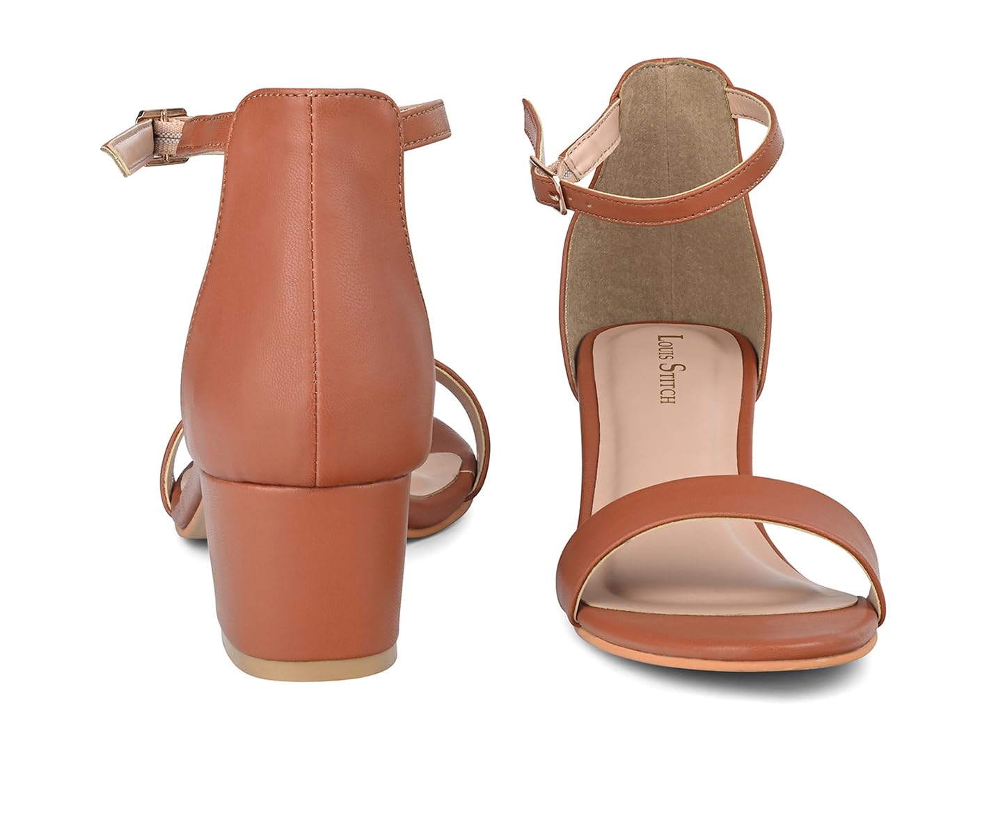 LOUIS STITCH Women’s Tan Block Heel Sandals | Comfortable Sandal for Ladies | LSOF-FI01-ACTN