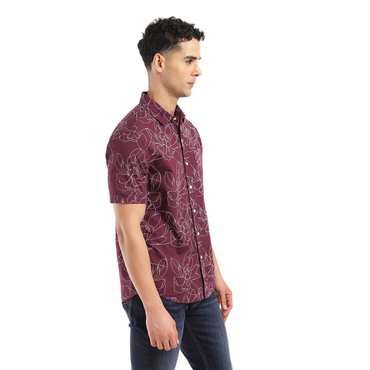 Levi's Men's Cotton Geometric Slim Fit Shirt (32908-0325_Red, Medium