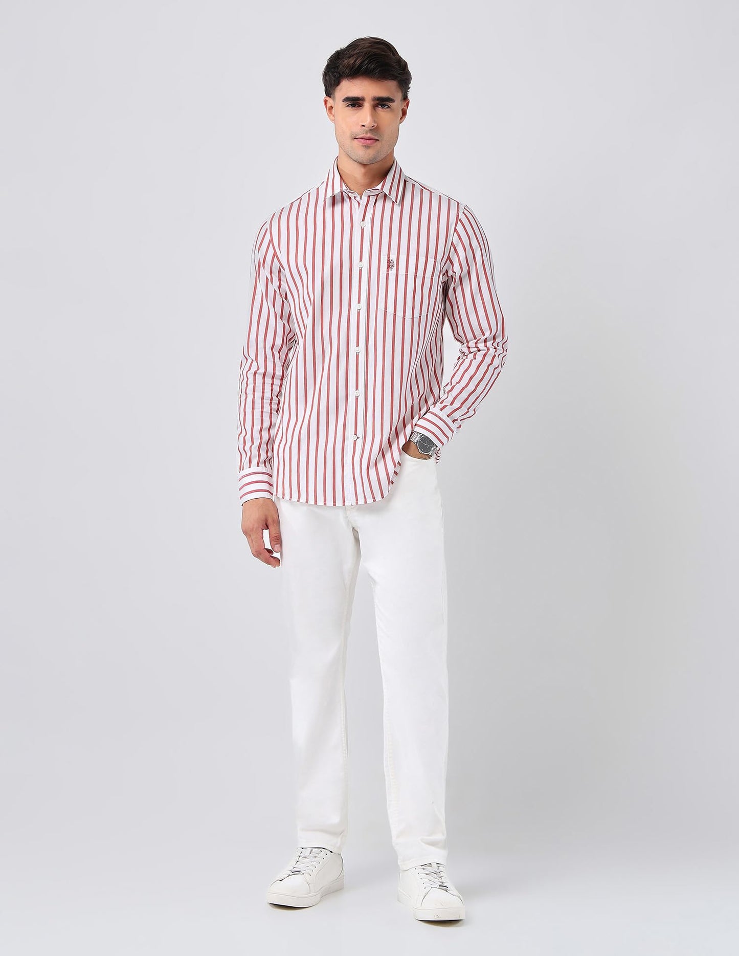 U.S.Polo Association Men's Vertical Striped 135Th Shirt