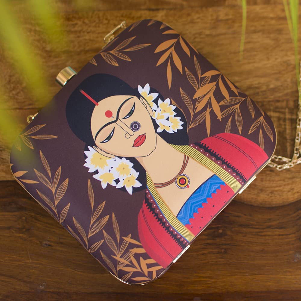 Artklim The Portrait of Indian Women Printed Clutch