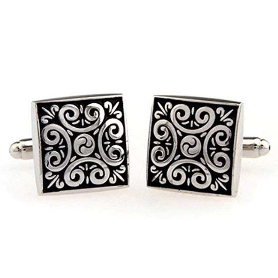 Peora Black Square Designer Cufflinks for Men Boys Wedding Business Corporate Gift