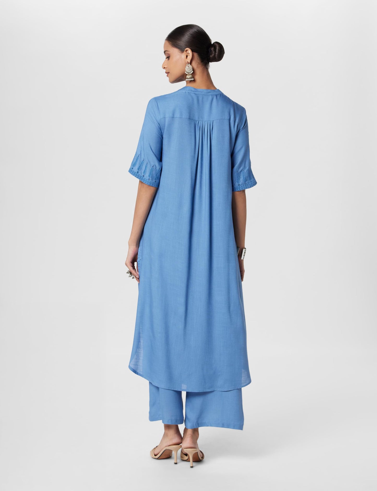 BIBA Women Rayon Solid Relaxed Mix And MatchCo-Ord Set (Work Vog1884_Blue_38)