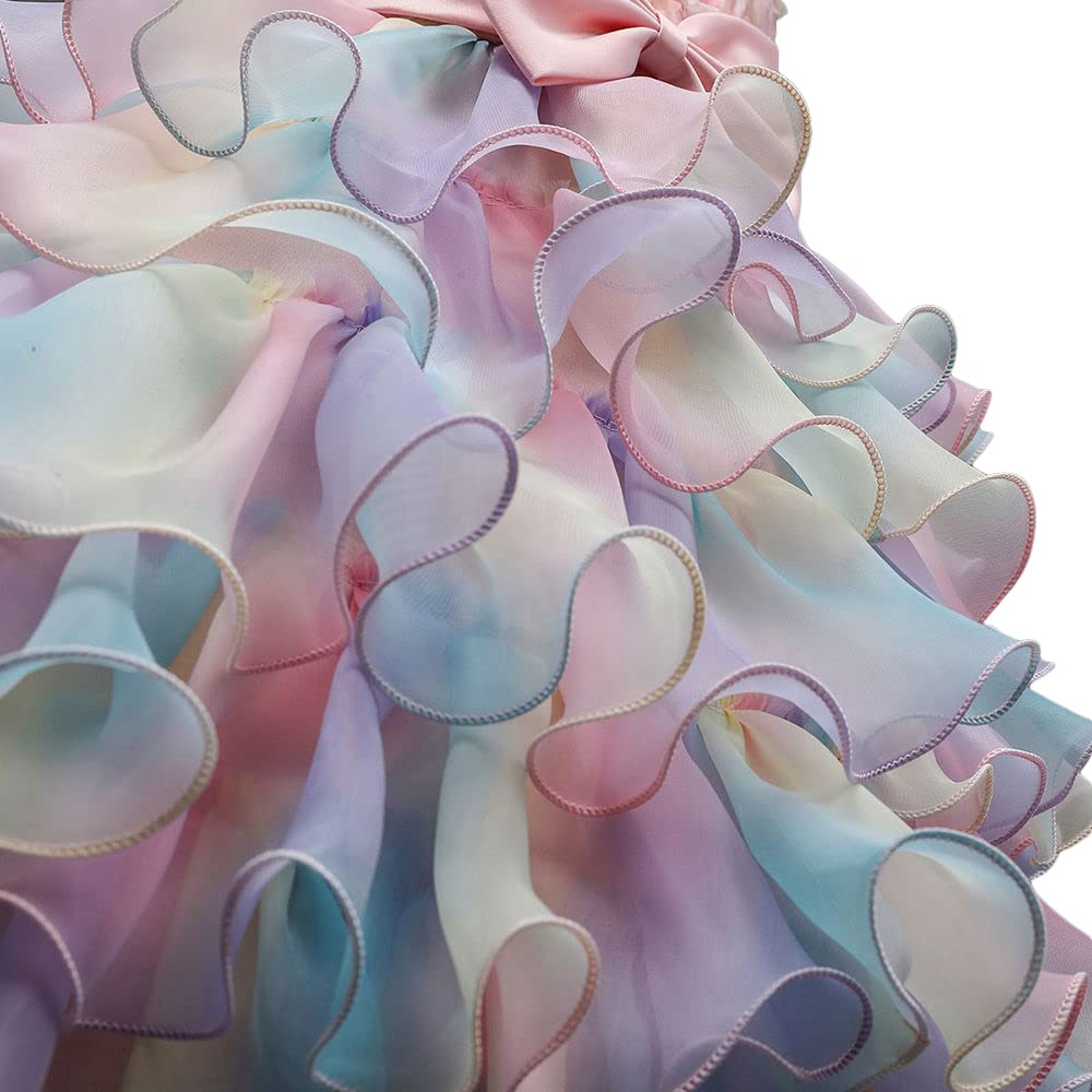 Hopscotch Girls Fit And Flare Knee-Length Polyester Bow Applique Sleeveless Party Dress in Peach Color for Ages 3-4 Years