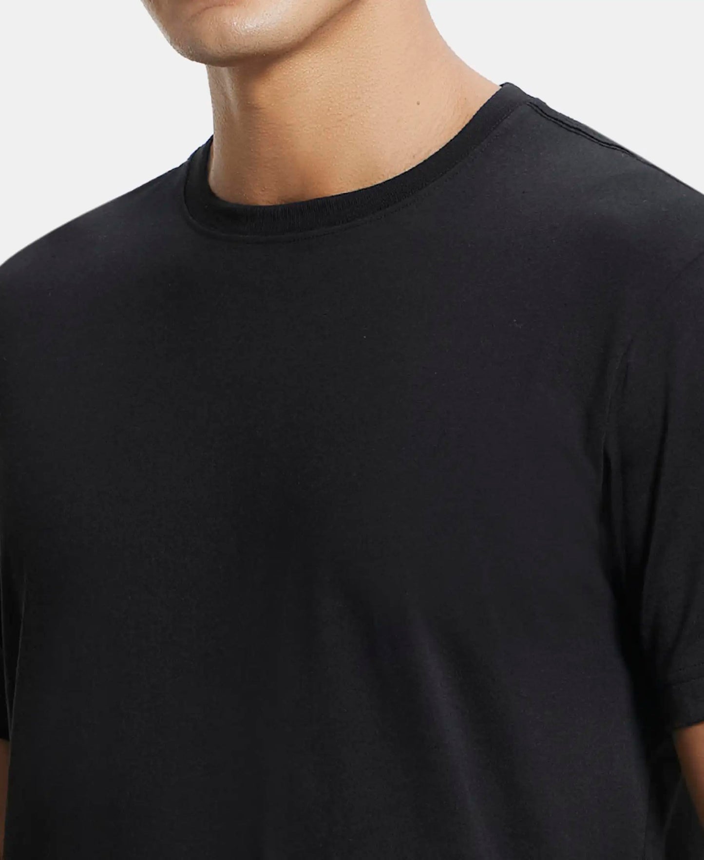 Jockey Men's Regular Fit Round Neck Half Sleeved T-Shirt 2714_Black_L