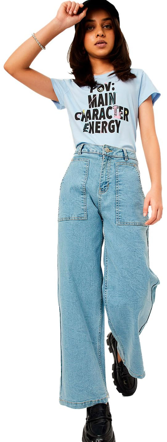 Max Girl's Relaxed Mid Rise Jeans (S24EFD12_Light Blue_8-9Y