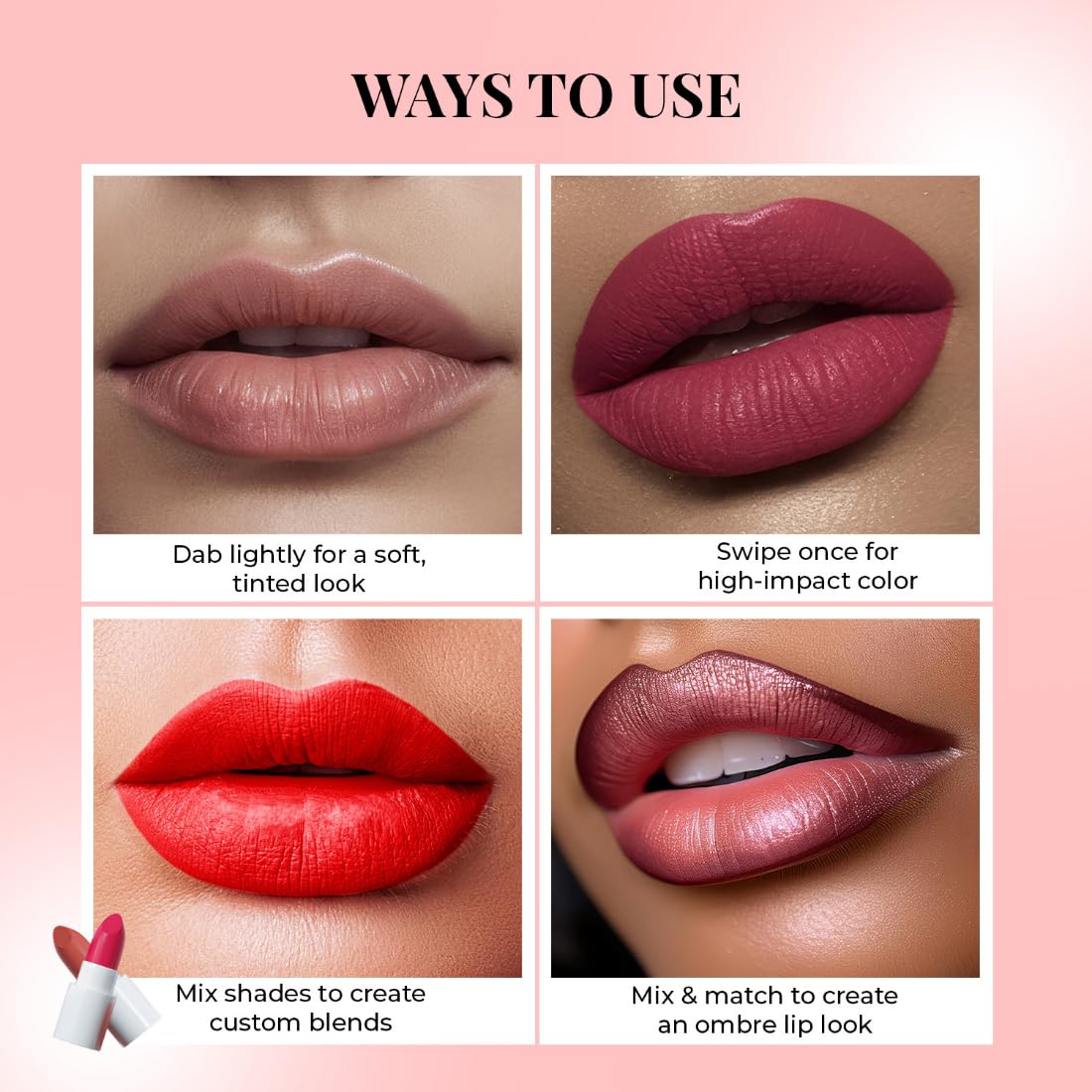 Just Herbs Ayurvedic Lipstick Micro-Mini Kit | Kit of 16 Matte Lipsticks | Long-lasting | Weightless | Ayurvedic Formula | Travel-friendly - 7g