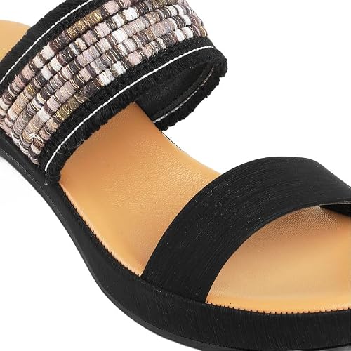 tresmode ATHN Black Women's Dress Block Heel Sandals in Size 8 UK / 41 EU