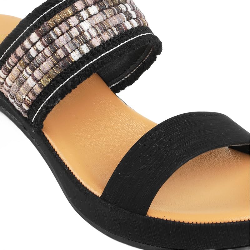 tresmode ATHN Black Women's Dress Block Heel Sandals in Size 6 UK / 39 EU