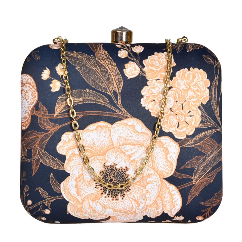 Artklim Printed Black Floral Clutch