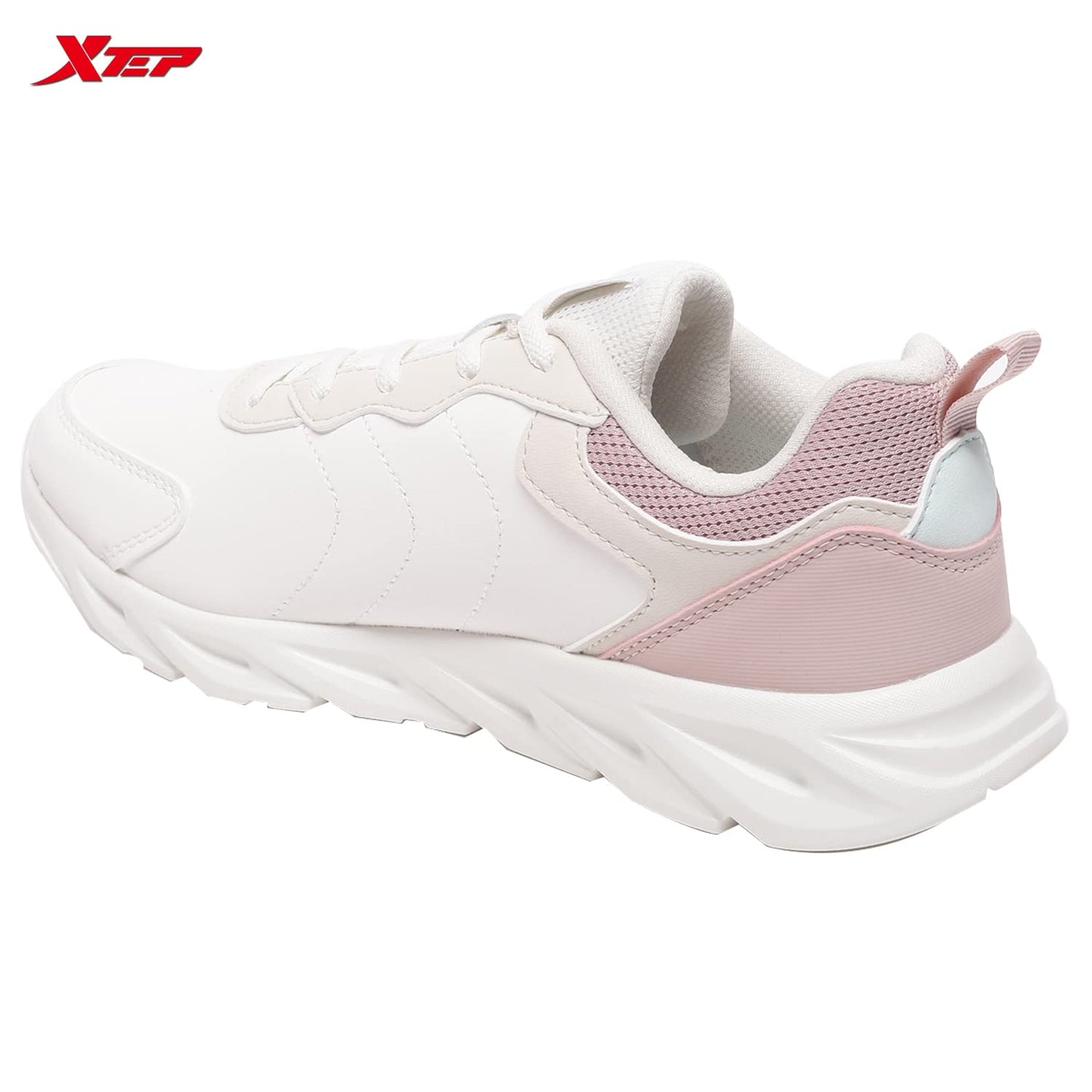 XTEP Women's White Brown Pink Synthetic Leather Upper IPR Sole Sports Running Shoes (4.5 UK)