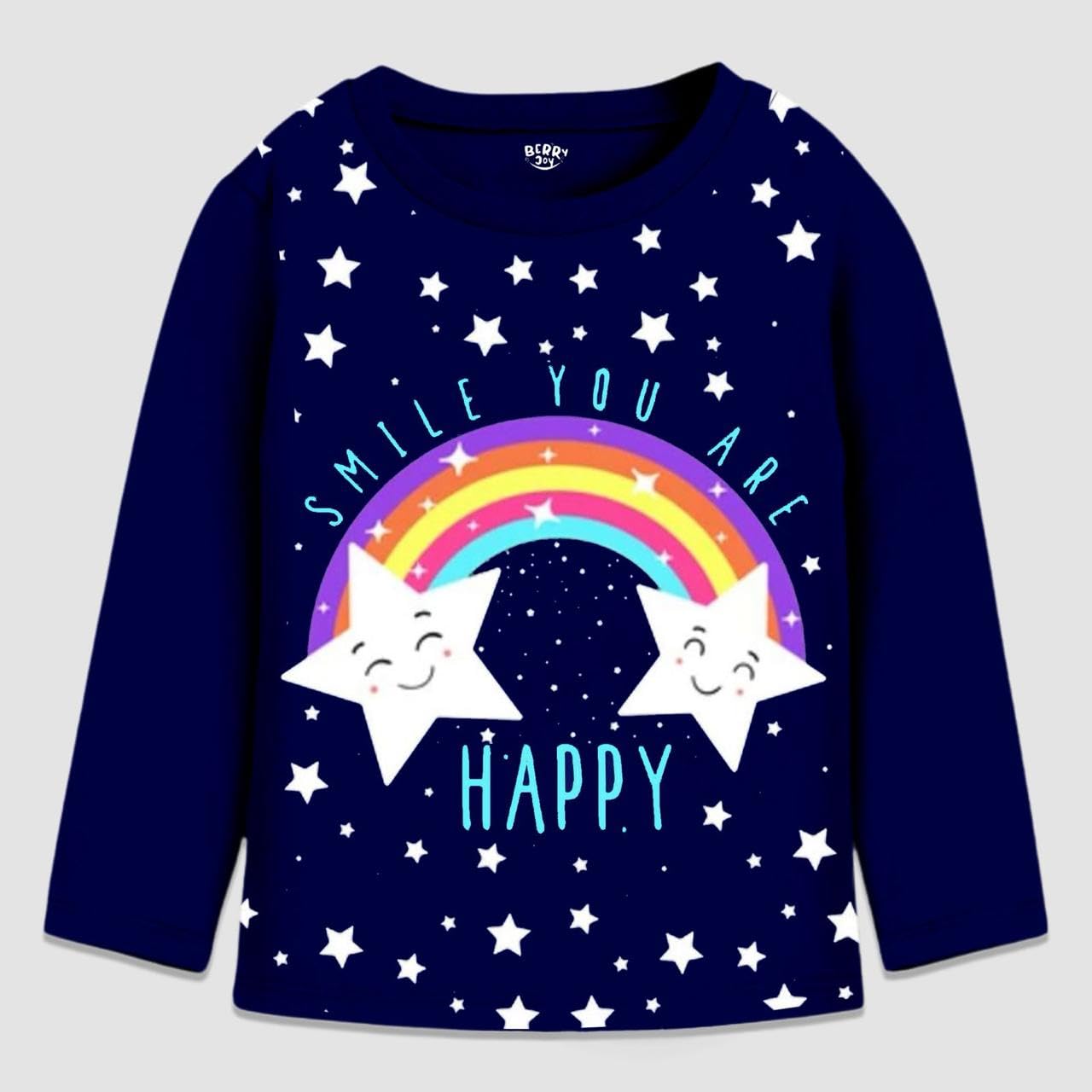 Berry Joy Kids Girls Full Sleeves Regular Fit Cotton T-Shirt - Pack of 3 | Full Sleeves Tshirt for Girls Multicolour