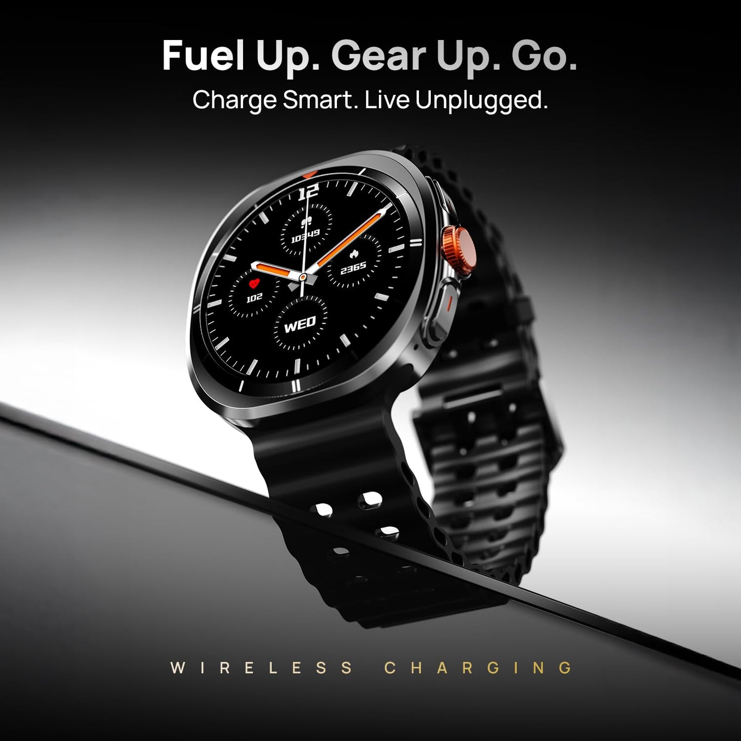 Fire-Boltt Axiom Smart Watch – 1.43" AMOLED Display, Health & Fitness Tracking, Always-On Screen, Wireless Charging, Rotating Crown, Bluetooth Calling, Metal Case Smart Watch for Man & Woman- Black