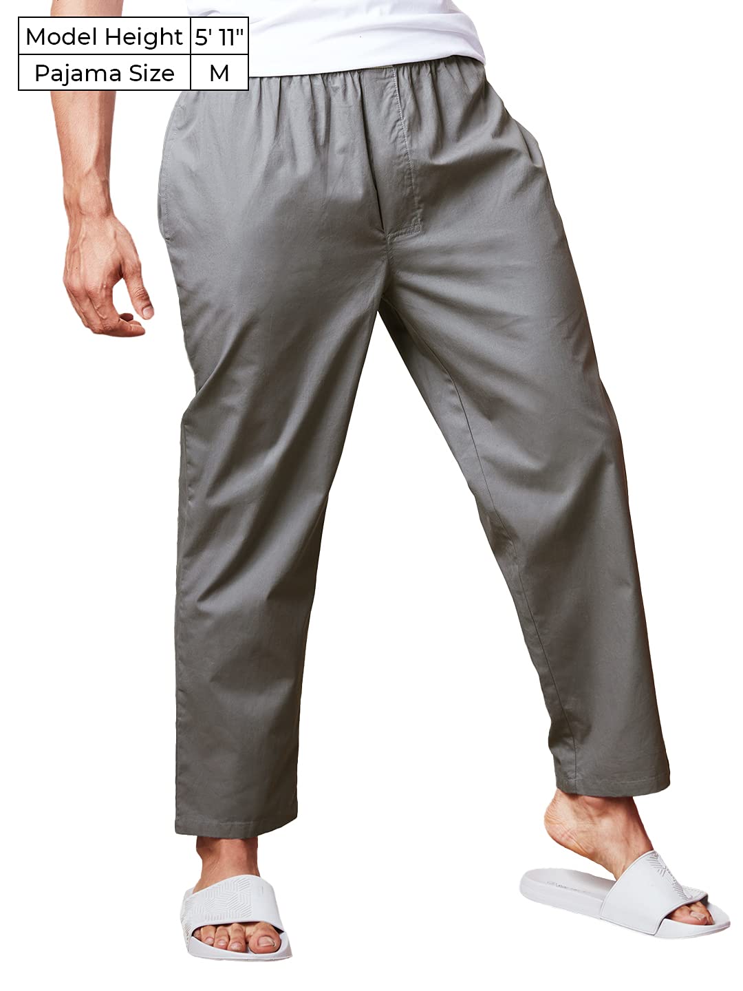 The Souled Store Smoke Grey Mens and Boys Solid Cotton Pajamas