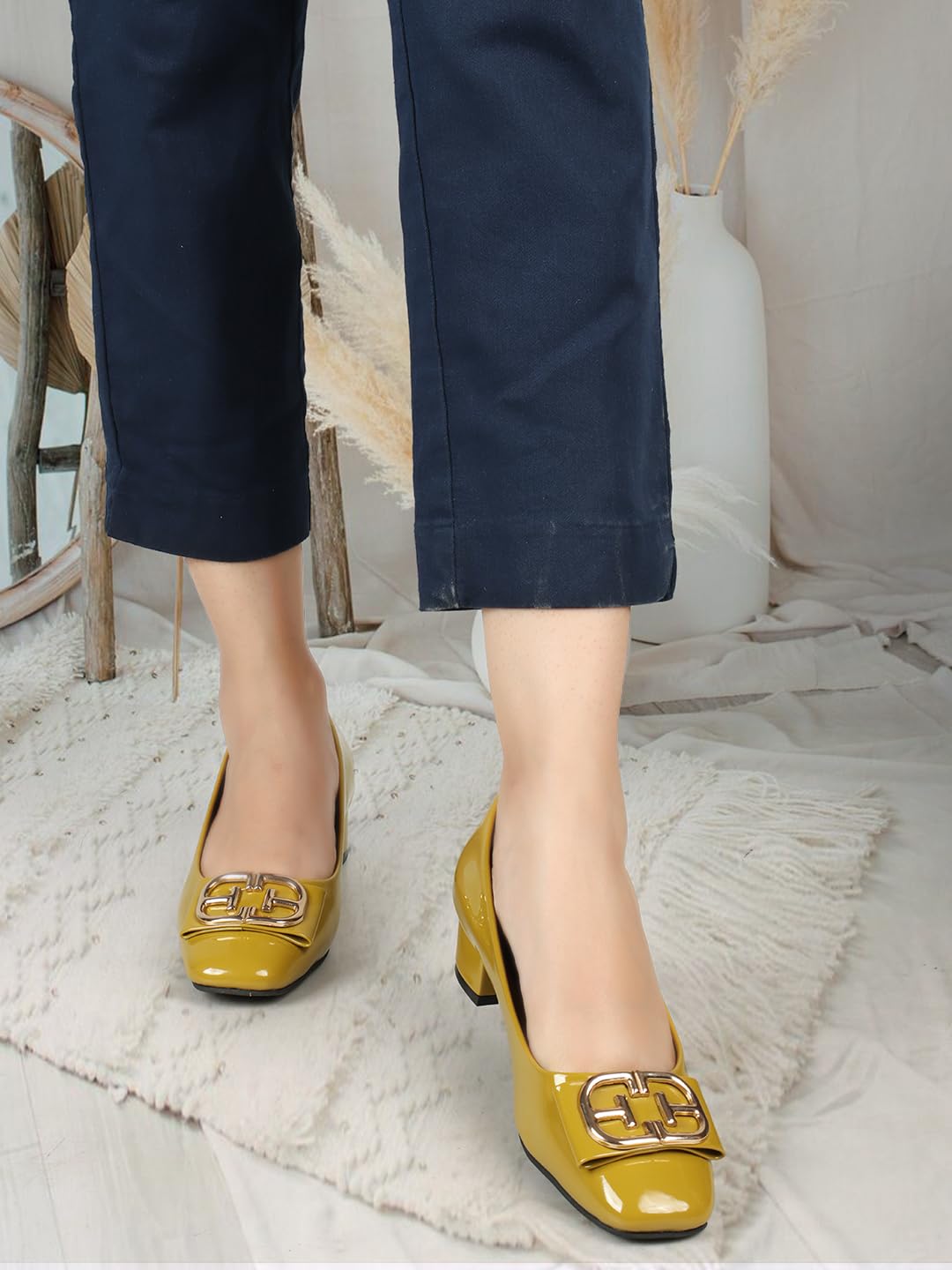 ELLE Women Shoes, Mustard, UK-4