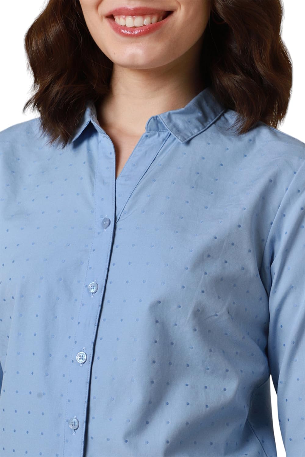 Allen Solly Women's Regular Fit Shirt (AHSFWRGFB54028_Blue