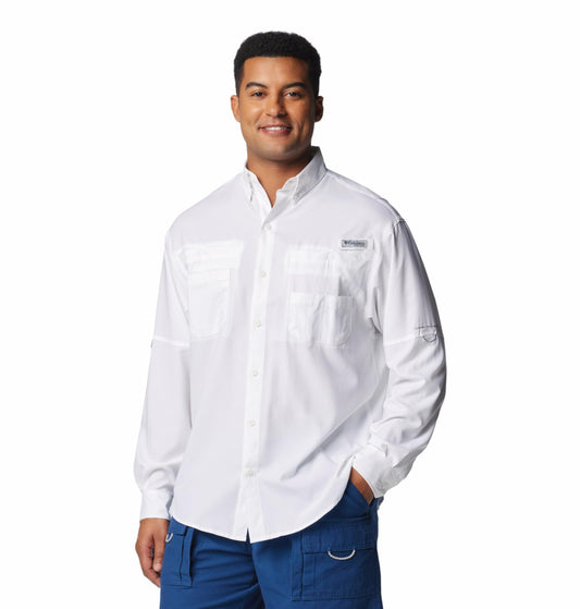 Columbia Men White Omni Wick Tamiami II Long Sleeve Hiking | Trekking | Camping | Safari Shirt, XXL