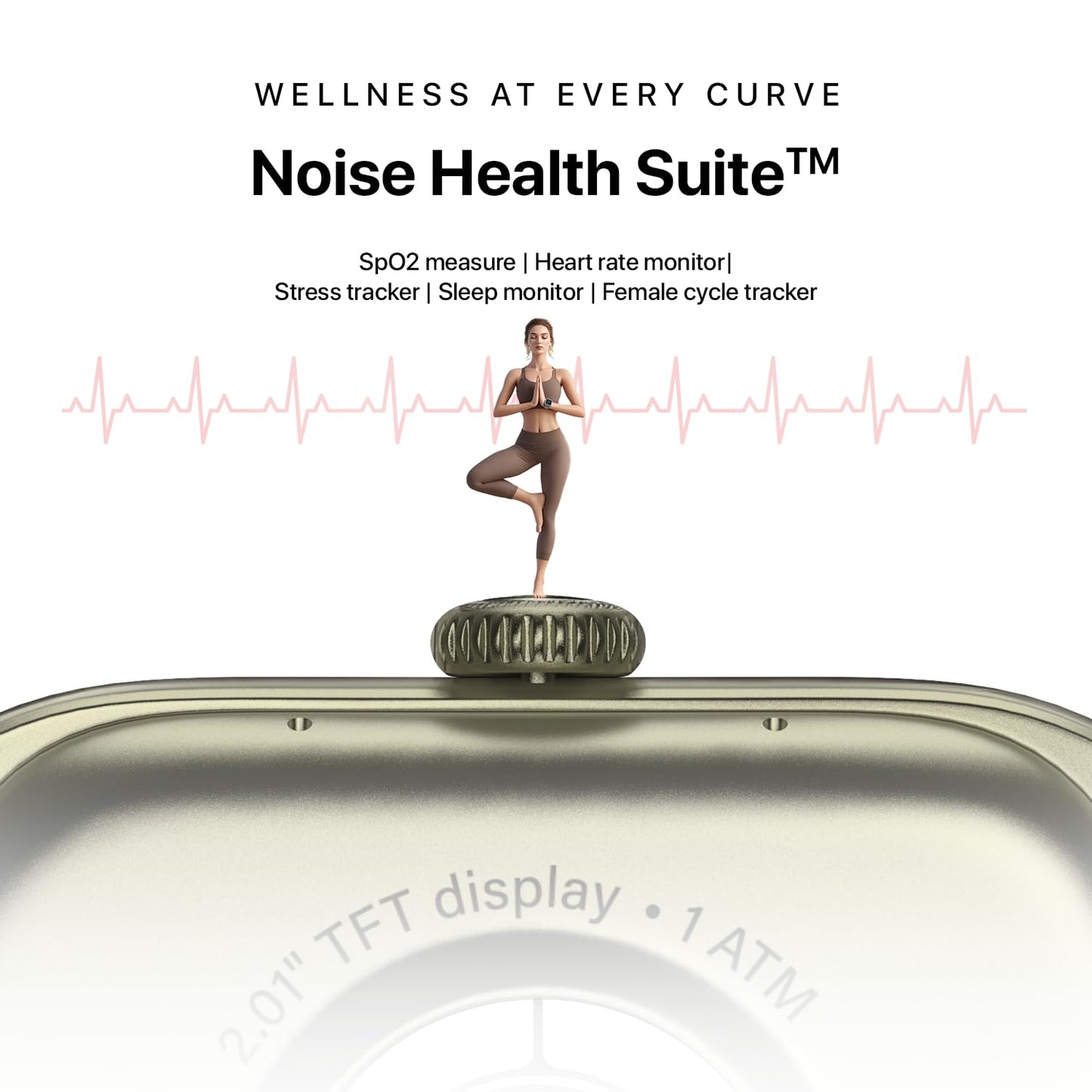 Noise Icon Arc 2.01" Immersive Curved Display Smartwatch, 10-Day Battery, 1ATM Water Resistant, Functional Crown, 100+ Sports Modes, Health Suite™, Voice Assistant, Built-in Games (Jet Black)