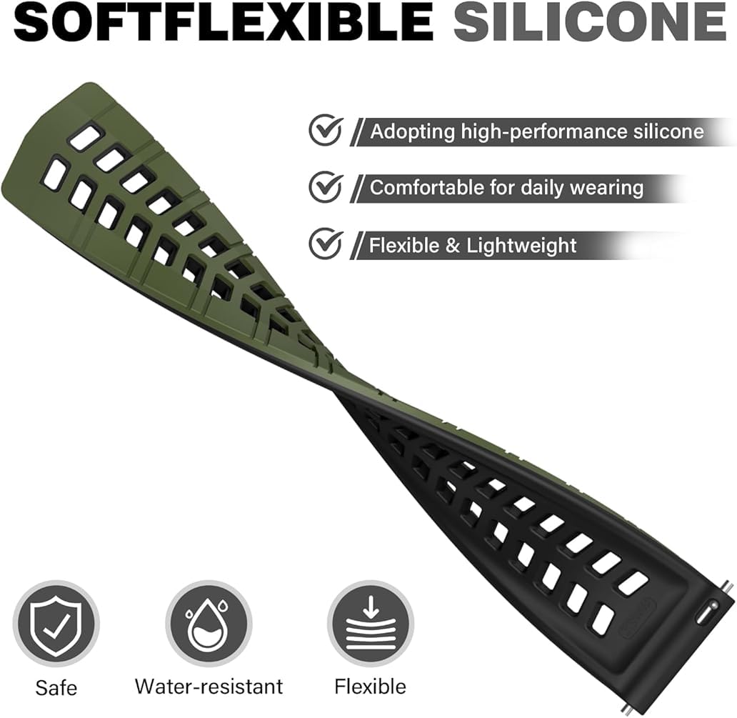 Zitel® Band Compatible with Garmin Forerunner 265, 255, 255 Music, Vivoactive 4 45mm, Venu 245 mm, Venu 3 45mm - 22mm Wide Quick Release Watch Band (Army Greem&Black)