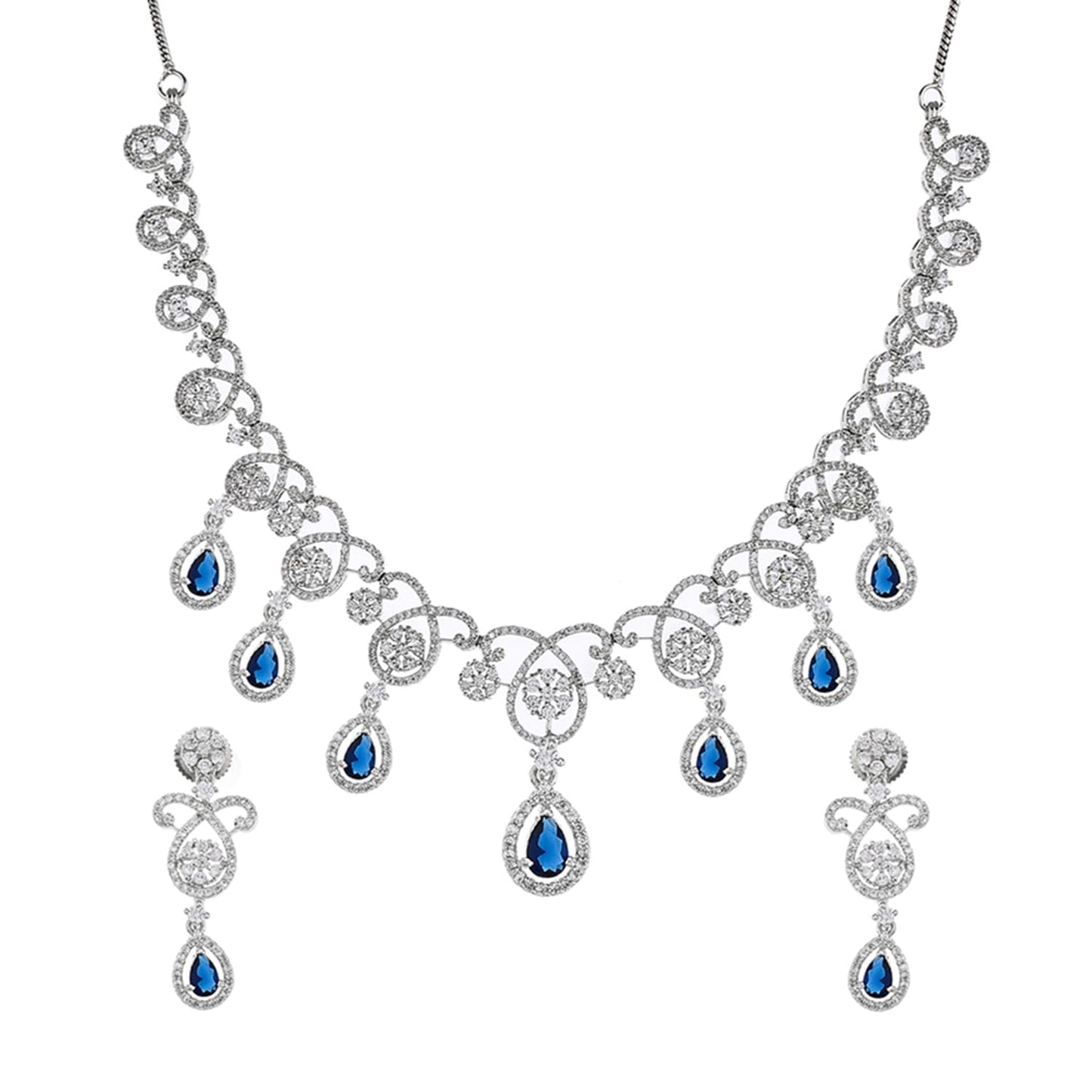 VOYLLA CZ Elegance Blue Teardrop Cut Zircons Jewellery Set