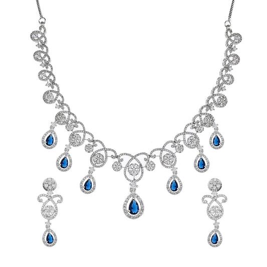 VOYLLA CZ Elegance Blue Teardrop Cut Zircons Jewellery Set