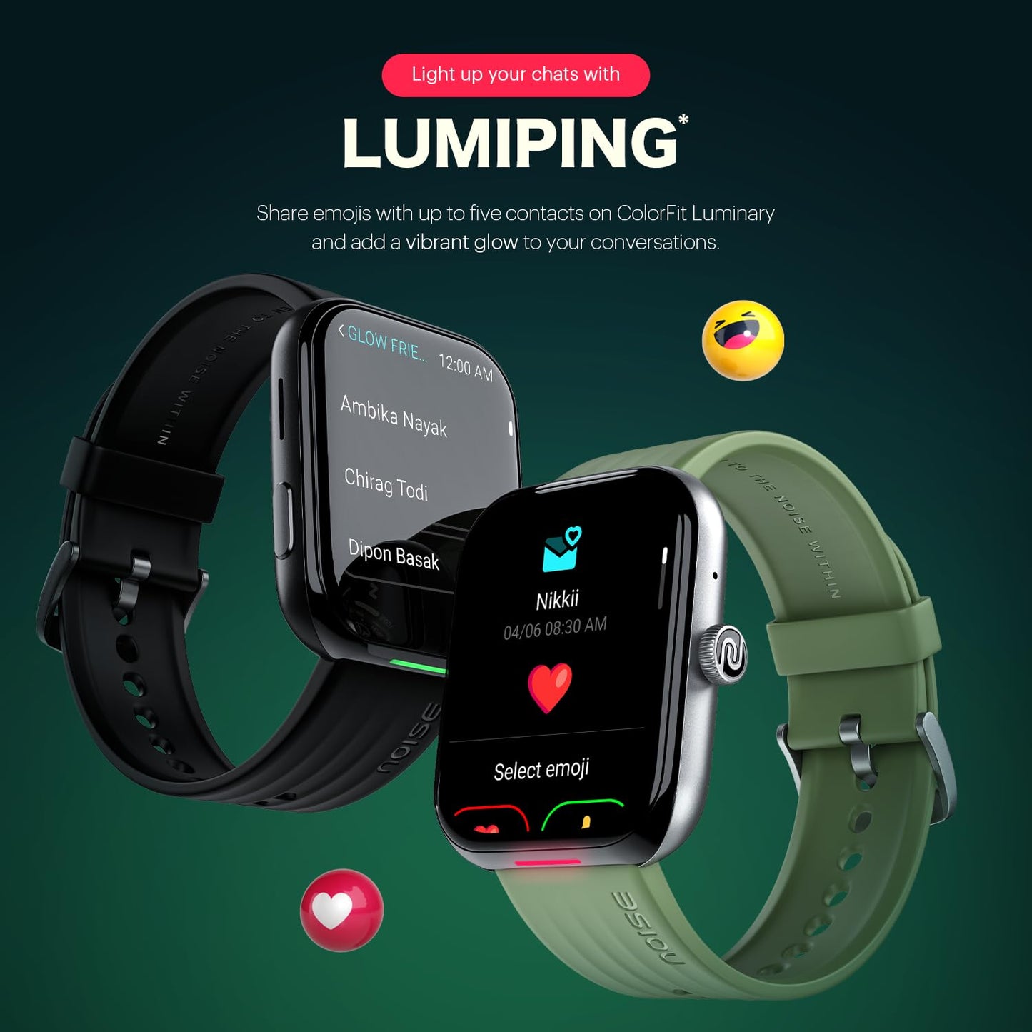 Noise Ultra 3 Luminary Smart Watch with India's 1st Ever Personalised Notification Alerts (Lumilert),1.96" AMOLED, Premium Metallic Dial,Send Upto 5 Emojis (Lumiping), Health Suite (Forest Green)