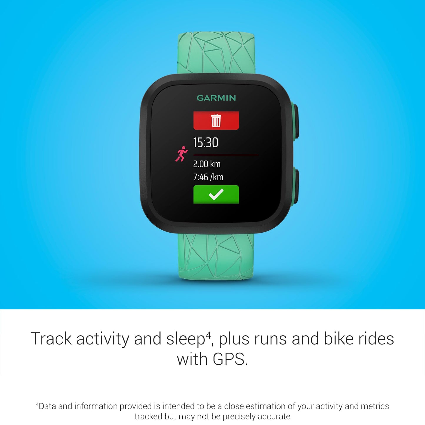 Garmin Bounce™, Kids Smartwatch, Two-Way Text and Voice Messaging, Location Tracking (Green Burst)