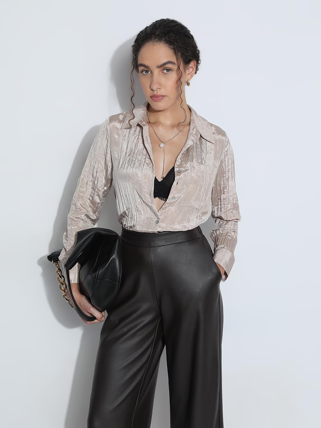 VERO MODA Womens Regular Fit Beige Shirt