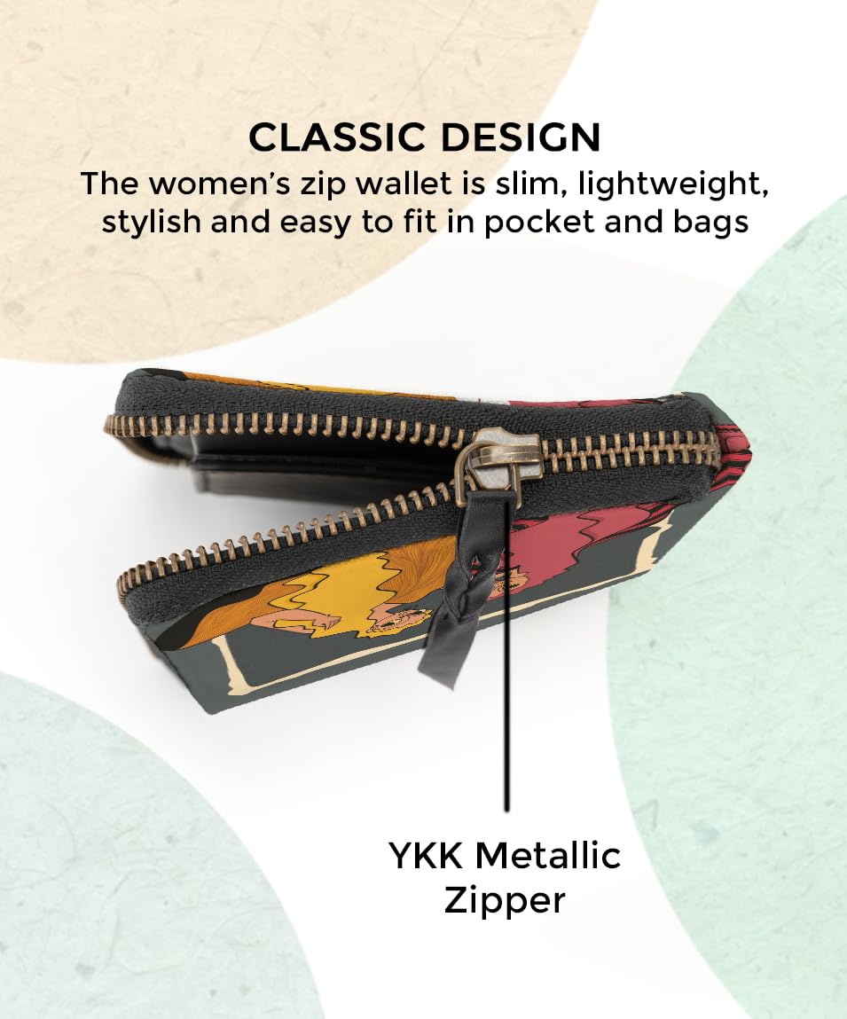 Kalankit Wallet for Women | Compact Vegan Leather Ladies Purse, Slim and Easy to Fit in Pocket with Card Slots, Cash & Coin Pocket | Small Bi-Fold Zip Wallets for Woman | Shared Silence