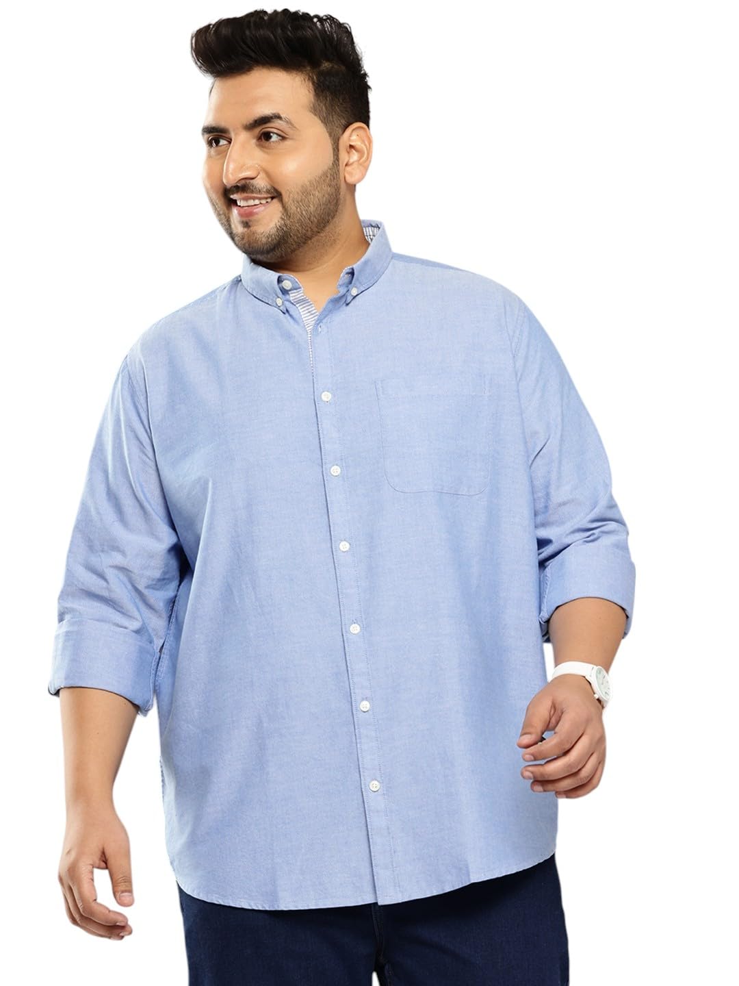Thomas Scott Men's | Plus Size | Regular Fit | Long Sleeves | Button-Down Collar | Oxford Fabric | Casual | Shirts for Men (TS1427_Blue_6XL)